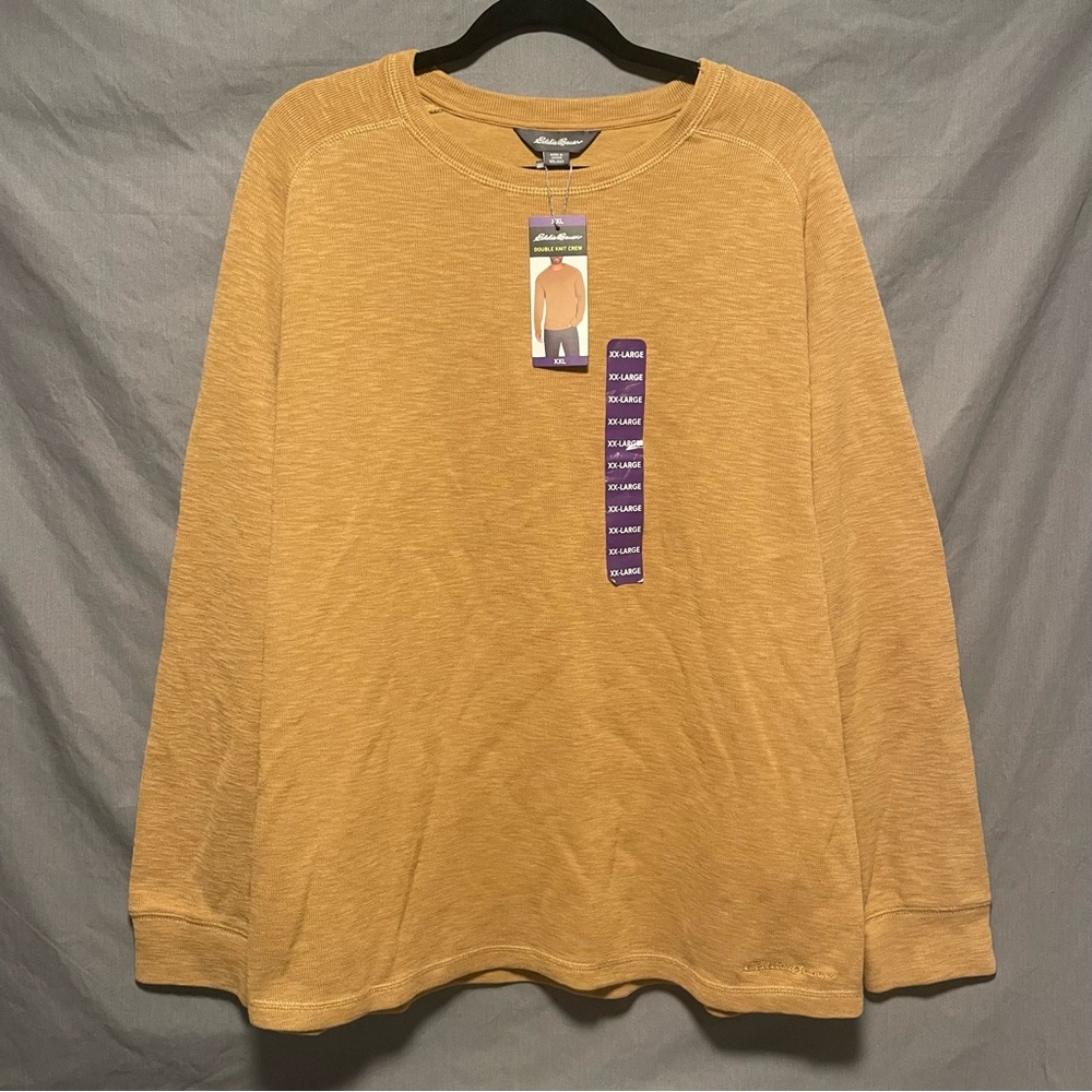 Eddie Bauer Mustard Double Knit Crew NWT